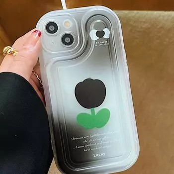 Ins черный тюльпан цветок мультяшный чехол для Iphone 13 12 14 Pro Max Plus 11 Promax силиконовый мягкий противоударный милый чехол для телефона For iphone 14plus