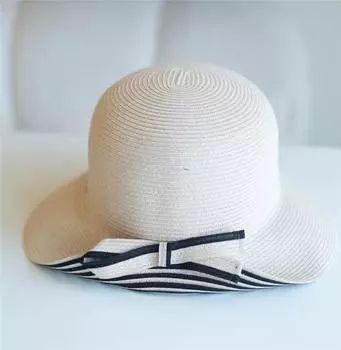 Ins Chic Летняя пляжная полосатая кепка с бантом для отдыха на открытом воздухе с защитой от солнца, женская кепка для отдыха 57cm head size