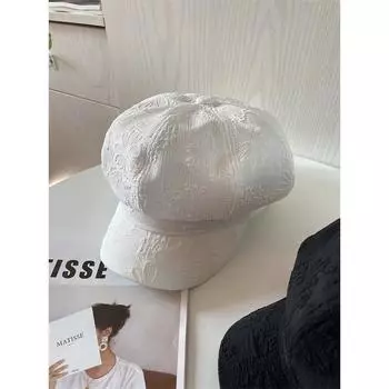 Ins Chic Spring Relief Jacquard Fabriflower P Leisure Lady Octagonal Hat Women Visors Cap