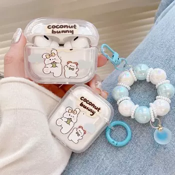 Ins Coconut Bunny, мягкий силиконовый браслет, беспроводной Bluetooth чехол для наушников с кроликом для Apple Airpods 1 2 Pro 2nd 3, зарядное устройство For Airpods 1 2