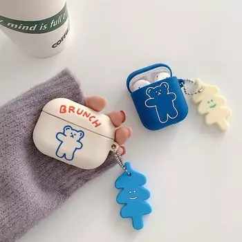 INS Cute Bear AirPods Pro Protective Case for Apple 1/2 Generation Bluetooth Wireless Earphone Case 3 Silicone Collection priority delivery