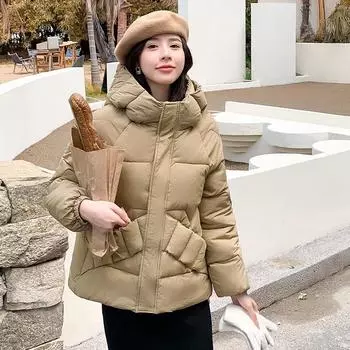 ins цвет воротник-стойка пуховая хлопковая подбитая одежда для женщин зима новая свободная и утолщенная короткая хлопковая подбитая одежда M жёлтый