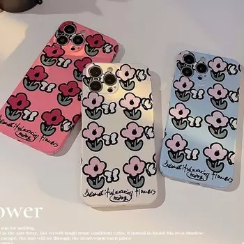 Ins цветок бабочка мультфильм счастливый красивый милый чехол для Iphone 8 7 Plus Xsmax Xr X 11 12 Promax 13 14 Pro Max чехол для телефона for iphone 7 8