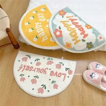 Ins Цветочный Ковер Ковер Для Ванной Комнаты Спальня Прикроватный Коврик Ins Smile Напольный Коврик Нескользящий Корейский Коврик Для Ванной Tapis 40X60cm