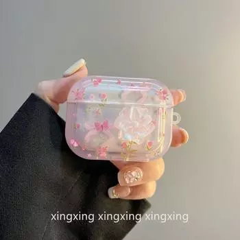 INS Девчачье Сердце Розовый Цветок Бабочка для Airpods4 Защитный Чехол Apple Bluetooth Airpodspro2 Чехол для Наушников 3 Поколения airpods4 Pink Flower Butterfly [Single Shell]]