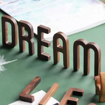 Ins Diy Home Furnishings Shooting Props Wall Decor Solid Wood Letters Scandinavian Black Walnut