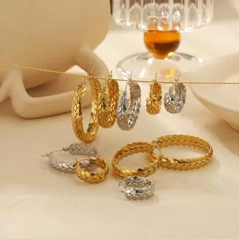 INS Ear Acupuncture Personalized Fashion Wheat Earrings 18K Gold Stainless Steel Earrings Niche Premium Earrings Women