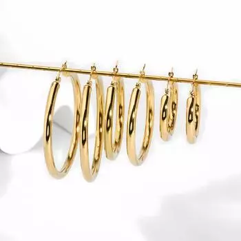 INS earrings 18k gold stainless steel exaggerated circle hollow earrings high-end earrings women s fashion
