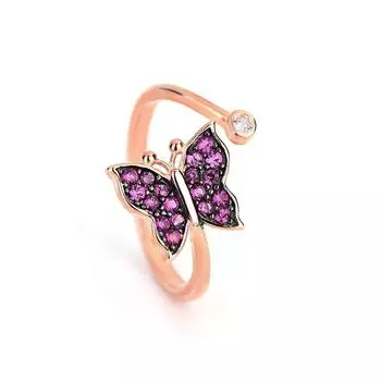 Ins Europe and America S925 Sterling Silver Rose Gold Butterfly Ring Female Male Couple Open Finger Ring Bracelet Resizable