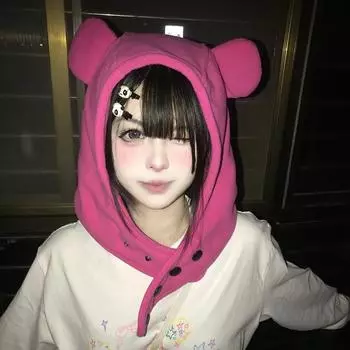 Ins Fashion Rose Red Bear Ears Pullover Bomber Hats Осень и зима Корейский Y2k Смешные повседневные теплые милые женские шапки Gorras 55-60cm розы красного