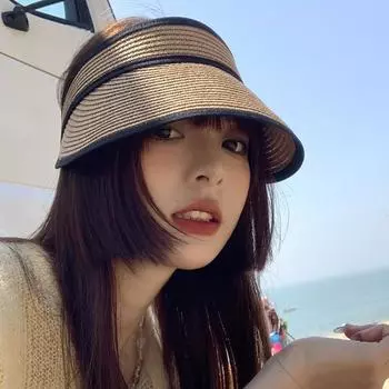 Ins Fashion соломенные солнцезащитные кепки для женщин, летние дорожные универсальные корейские версии, солнцезащитный козырек, складные, анти-УФ-пустые верхние шляпы 56-58cm хаки