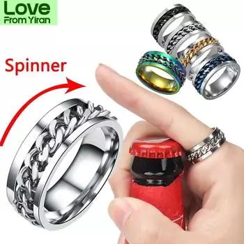 Ins модное женское вращающееся звено цепи мужское вращающееся кольцо из нержавеющей стали звено цепи мужское титановое стальное кольцо-штопор подарок 7