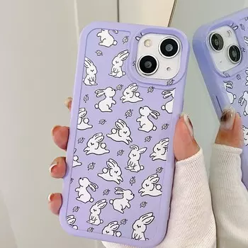 Ins фиолетовый чехол для Iphone 13 Pro Max Xsmax 12 Promax 11 X Xr, силиконовый мягкий чехол с милым кроликом и мультяшным кроликом, милый чехол для телефона Conque For iphone 13promax