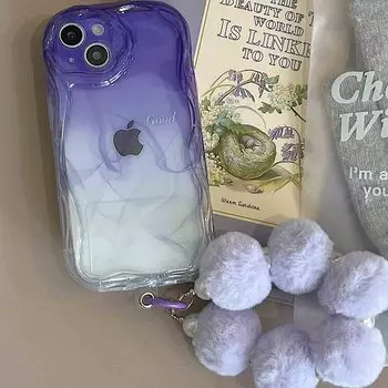 Ins фиолетовый любовь градиент сердце браслет плюшевый хороший противоударный чехол для телефона для Iphone 13 14 Pro Max 11 12 Promax задняя крышка Капа For iphone 14plus