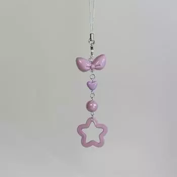 Ins Фиолетовый Звездный Бант Телефон Брелок Подвеска Kawaii Брелок Сумка Телефон Цепочка Милый Аксессуар Для Девочек Женщин Ювелирные Изделия