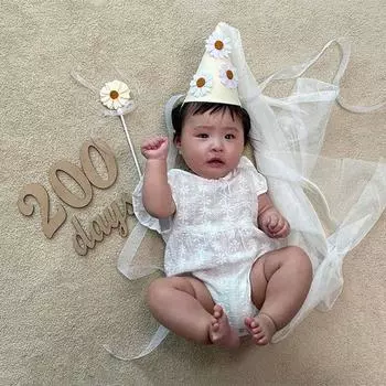 INS First Kids Birthday Daisy Фетровая шляпа для девочки Цветочная праздничная шляпа Сетчатый головной убор