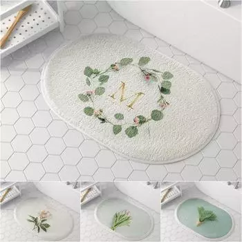 Ins Flower Дверь в ванную комнату Коврик для входа в душевую комнату Нескользящие мягкие коврики для туалета Ванна Супер впитывающий коврик для домашнего декора Коврик L60xW40cm S