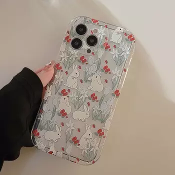 Ins Flower Shell Противоударный Мягкий Силиконовый Защитный Чехол Для Iphone 13 11 Promax 12 14 Plus Pro Max Чехол Для Телефона С Милым Кроликом For iphone 13promax