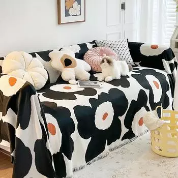 Ins Flower Sofa Towel Chenille Sofa Cover Cloth Full Cover Blanket Sofa Cover Decorative Blanket 180*130cm