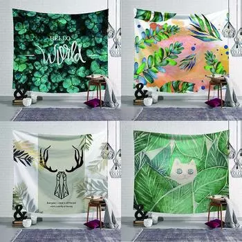 Ins фоновая ткань, зеленое украшение, подвесная ткань для спальни, украшение комнаты, картина, гобелен, настенная ткань 100*73