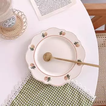 Ins Французская бытовая кухня Винтажная цветочная тарелка Послеобеденный освежающий торт Керамическое блюдо Фруктовый салат Подставки для качелей