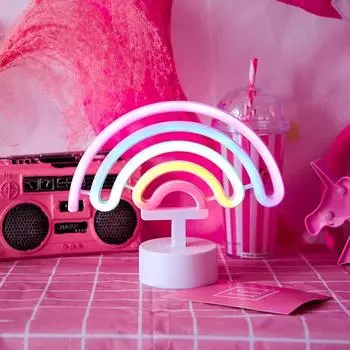 Ins Girl Heart Rainbow Unicorn неоновый светильник для спальни, украшение для комнаты, небольшой ночник, настольная лампа, подарок
