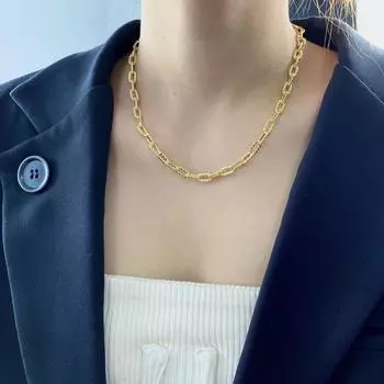 Ins Горячая Распродажа Волна Тисненая Титановая Сталь Покрытием 18-каратного Золота Ожерелье Модная Ключичная Цепочка Ювелирные Изделия Женщины