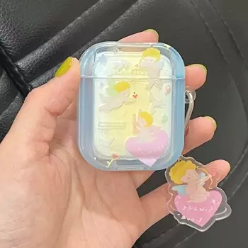 Ins Gradient Cupid Angel Love, милый брелок с луной, мультяшный чехол для наушников IMD для Apple Air Pods 1 2 Pro 3 2nd, крышка зарядного устройства For Airpods 1 2