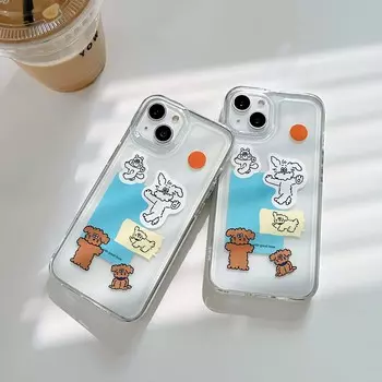 Ins Happy Dog Line мультфильм животных силиконовый мягкий противоударный чехол для Iphone X 13 12 11 Pro Max Xs Max Xr чехол для телефона Капа For iphone 13pro