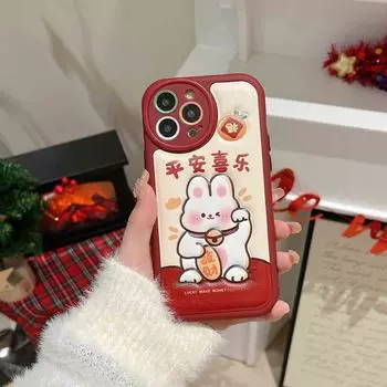 Ins Happy Rich Cartoon Shell для Iphone 13 12 Promax 14 11 Pro Max Rabbit 2023, новый чехол для телефона, кожаный мягкий силиконовый чехол For iphone 14promax