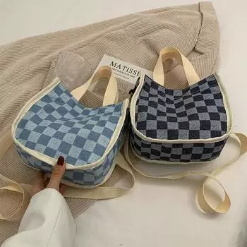 ins холщовая сумка женская простая модная сумка-ведро плечо универсальная нишевая сумка-мессенджер мини-сумка чёрный