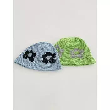 ins Hyunya style niche design retro hand-woven flower bucket hat women s casual knitted basin hat M56-58cm светло-зеленый