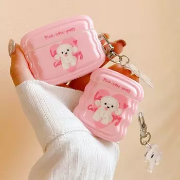 Ins Imd Puppy Dog Подвеска-брелок для ключей с мультяшным рисунком Беспроводная Bluetooth зарядная коробка для Apple Airpod 3 1 2 Pro 2nd Розовый чехол для наушников For Airpods 1 2