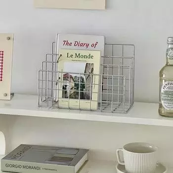 Ins Iron Desktop Organizer Storage Rack Многофункциональный журнальный файл-документ держатель для книг Стойка для домашнего офиса Книжная полка серебряный