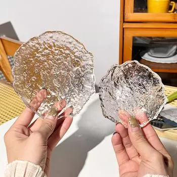 Ins Irregular Glass Tray Transparent Jewelry Necklace Earringd Storage Plate Home Decorative Storage Dishes Pograph Prop