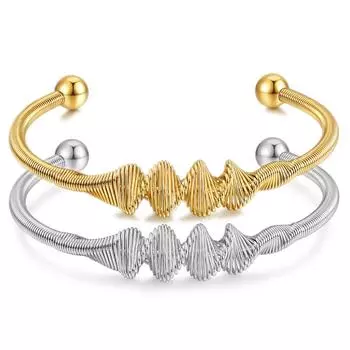 Ins из нержавеющей стали, индивидуальный открытый браслет с резьбой, модный универсальный браслет из титановой стали для женщин золотой