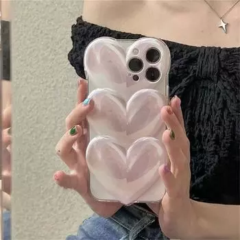 Ins Japan Cute 3d Love Heart Lens Защитный чехол для телефона для Iphone 13 12 11 Pro Max Kawaii Cindy Color Противоударный мягкий чехол For iPhone 12Pro