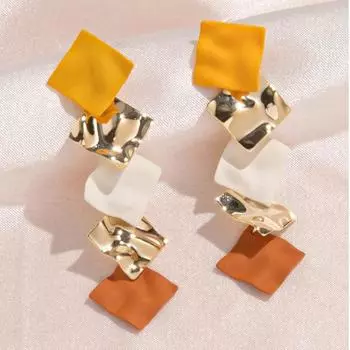 ins Japanese and Korean style pleated irregular stud earrings long geometric niche design earrings personalized versatile earrings