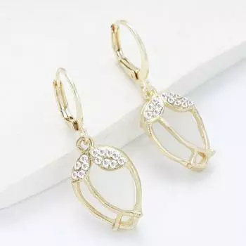 ins Japanese and Korean Xiaoqing fresh wind earrings niche inlaid opal design earrings personalized floral versatile earrings