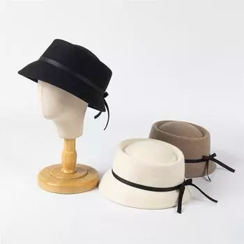 Ins Элегантная британская шерстяная фетровая повседневная элегантная детская кепка-ведро для девочек, детская рыбацкая шляпа для отдыха 53cm head size