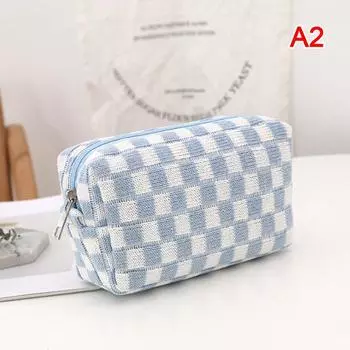 Ins клетчатый вязаный пенал большой емкости, сумка для ручек, стационарная сумка на молнии