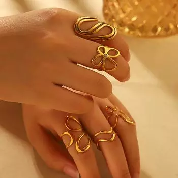 ins Кольцо из титановой стали женское невыцветающее разомкнутое кольцо из 18-каратного золота регулируемое кольцо из нержавеющей стали