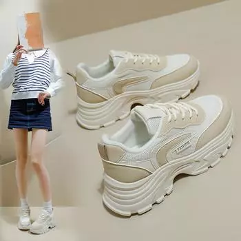 INS корейский стиль платформа папы обувь весна новый уличный Snap студенческие кроссовки для бега увеличивающие рост досуг Qrj07 35