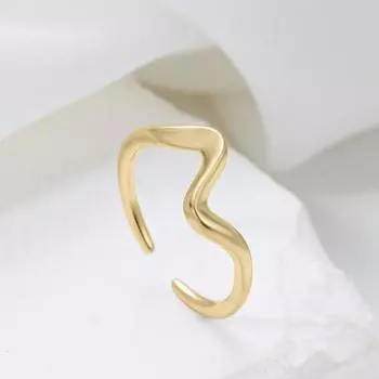 ins Korean version of literary metal ring, personalized water ripple irregular line design ring, women s light luxury index finger ring Opening adjustable
