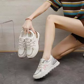 ins Korean version of mesh dad shoes for women 2025 spring new breathable female student sports shoes to increase the height of leisure EP922 35 серый