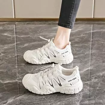 ins Korean version of the new dad shoes for women 2025 spring student running sports non-slip thick-soled height-increasing casual shoes for women 35 бежевый