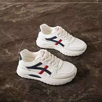 ins корейская версия кожаная обувь для папы женская весна 2025 новая дышащая женская студенческая спортивная обувь увеличивающая повседневная обувь F25 35