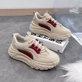 ins корейская версия кроссовок для пап на платформе 2025 весна новые уличные кроссовки для бега для студентов усиливающие повседневные Q018 35 хаки