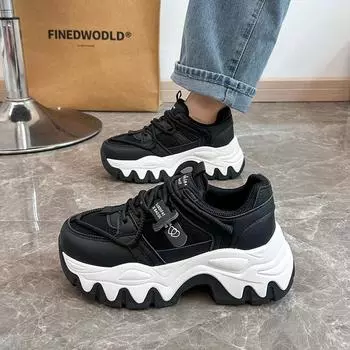 ins корейская версия кроссовок для пап на платформе 2025 весна новые уличные кроссовки для бега для студентов увеличивают высоту и досуг 1943 35 бежевый