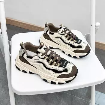 ins корейская версия кроссовок Forrest Gump для женщин весна 2025 года новые кроссовки на толстой подошве для занятий спортом и бега повседневные кроссовки для студентов CQ2668 35 бежевый